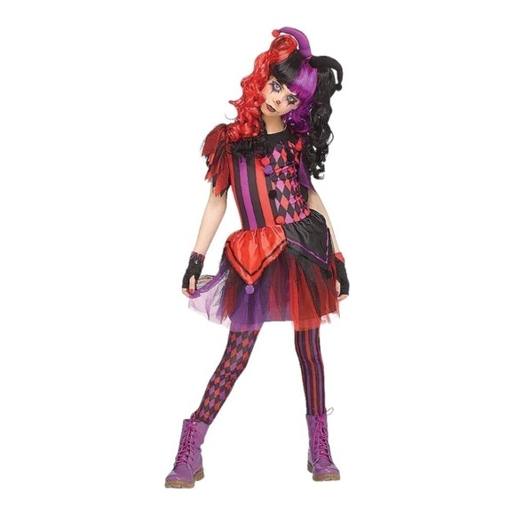 SPIRIT HALLOWEEN-GIRLS TWISTED JESTER COSTUME-SIZE 4-6 - Picture 1 of 8